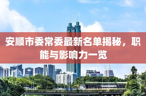 安順市委常委最新名單揭秘，職能與影響力一覽