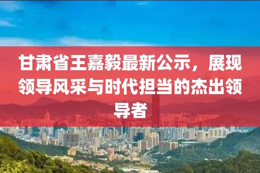 甘肅省王嘉毅最新公示，展現(xiàn)領(lǐng)導(dǎo)風(fēng)采與時代擔(dān)當(dāng)?shù)慕艹鲱I(lǐng)導(dǎo)者