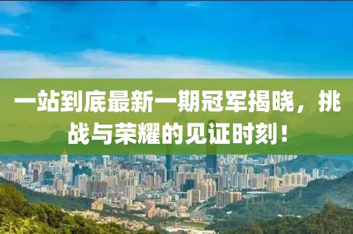 一站到底最新一期冠軍揭曉，挑戰(zhàn)與榮耀的見證時刻！