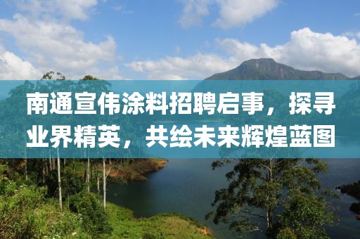 南通宣偉涂料招聘啟事，探尋業(yè)界精英，共繪未來輝煌藍圖