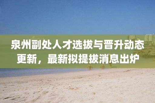 泉州副處人才選拔與晉升動態(tài)更新，最新擬提拔消息出爐