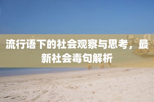 流行語(yǔ)下的社會(huì)觀察與思考，最新社會(huì)毒句解析